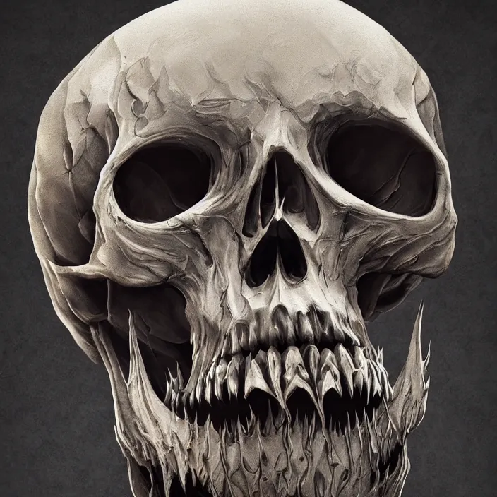 Image similar to portrait of a melting skull. razor sharp teeth. intricate abstract. intricate artwork. nightmare fuel. cordicepts. by Tooth Wu, wlop, beeple, dan mumford. octane render, trending on artstation, greg rutkowski very coherent symmetrical artwork. cinematic, hyper realism, high detail, octane render, 8k, iridescent accents