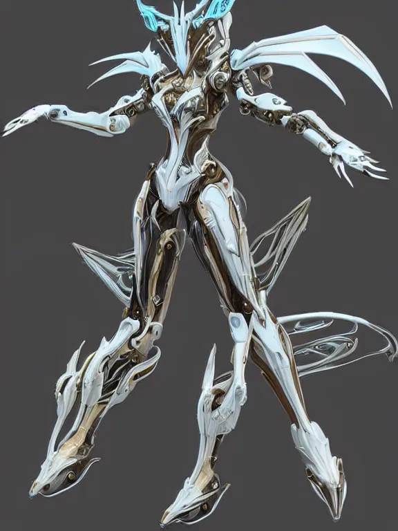 Prompt: extremely detailed front shot, low shot, of a beautiful elegant saryn warframe, that's a giant beautiful stunning anthropomorphic robot female dragon with metal cat ears, posing elegantly, detailed sharp robot dragon paws for feet, thick smooth warframe legs, streamlined white armor, long elegant tail, two arms, two legs, long tail, detailed warframe fanart, destiny fanart, high quality digital art, giantess art, furry art, realistic digital art, warframe art, Destiny art, furaffinity, DeviantArt, artstation, 8k HD, octane render