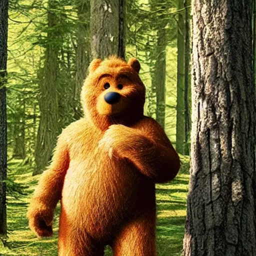 Image similar to photo of sasquatch bigfoot that looks like Winnie the Pooh