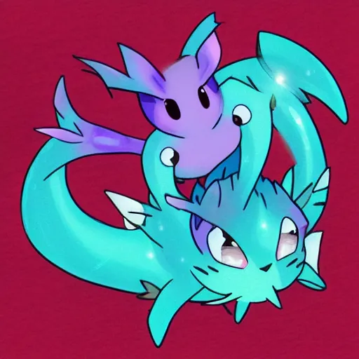 Image similar to Vaporeon sleeping, Vaporeon if pink coloured