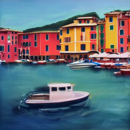 Image similar to Portofino in the style of Ed Hopper