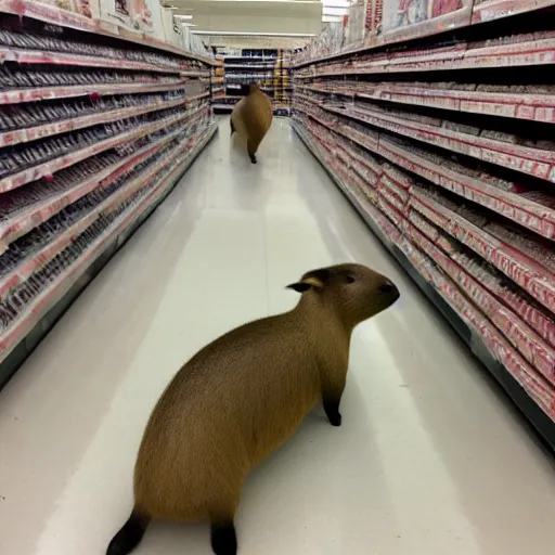 Image similar to target aisle with a flood of capybaras