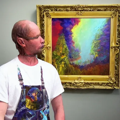 Prompt: painter with recursive painting of himself