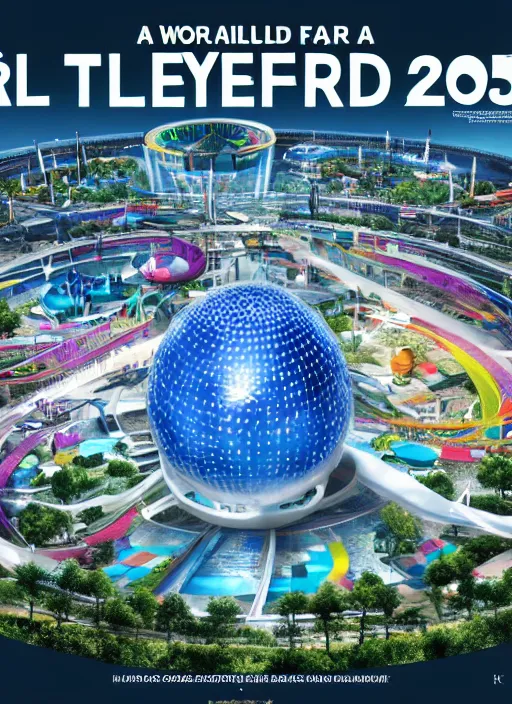 Image similar to a poster for the 2 0 4 5 world's fair