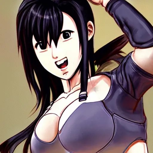 Prompt: Tifa Lockhart in the style of Akira Toriyama