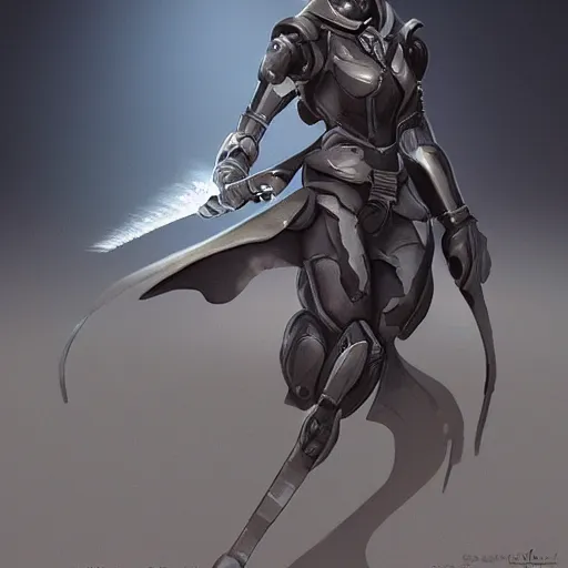 Prompt: fencer robot, female, sci fi concept art, d & d, concept art, illustration, highly detailed,