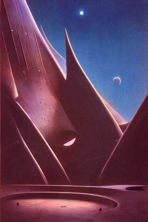 Image similar to emissary space by author haas and bruce pennington and john schoenherr, cinematic matte painting in a desert wasteland, zaha hadid building, dark color palate