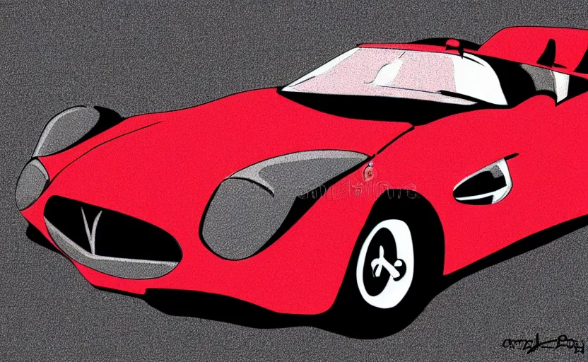 Image similar to Red Hot European Style Sports Car, Cartoon, Caricature, Airbrush, Vector Illustration Pro Vector, 8k