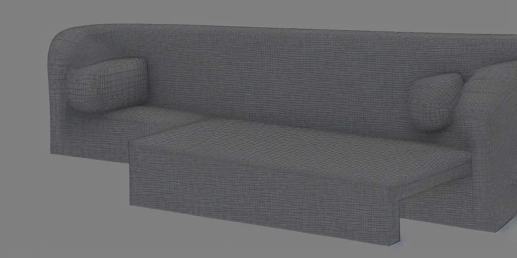 Prompt: 3 d render of a cool couch designed by pablo picasso detailed