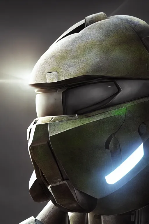 Image similar to robot ninja mask helmet halo master chief radiating a glowing aura global illumination ray tracing hdr fanart arstation by ian pesty and katarzyna da „ bek - chmiel