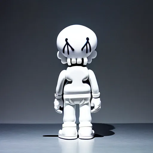 Image similar to an all white art vinyl figure with a microwave oven for a head, in the style of kaws, kidrobot, sket - one x iamretro, kenny wong x pop mart, space molly, frank kozik, guggimon, studio lighting, subsurface diffusion, 8 k - h 7 6 8