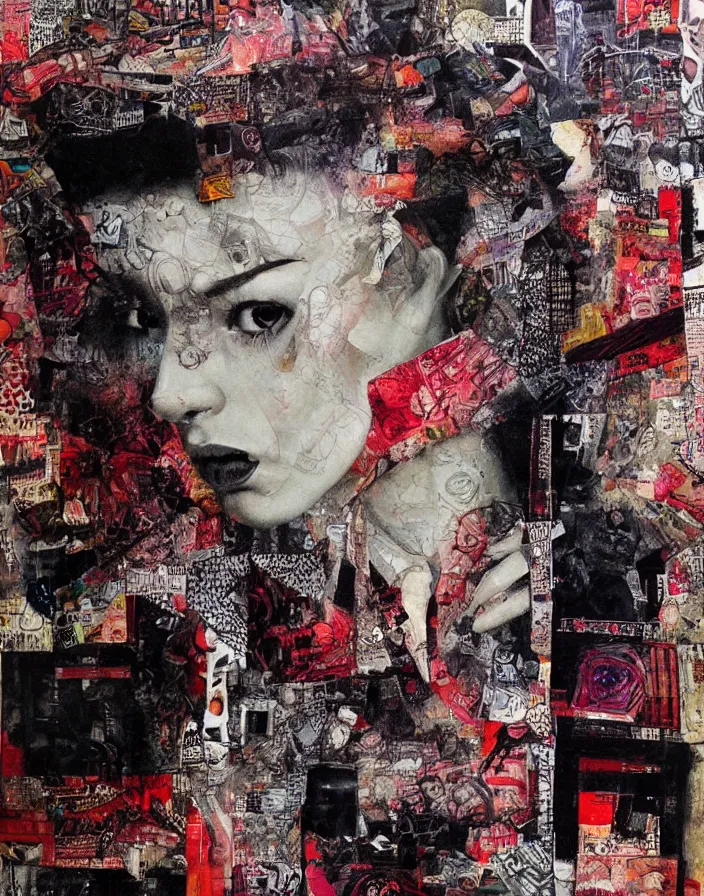 deja vu detailed mixed media collage, conteporary art, | Stable ...