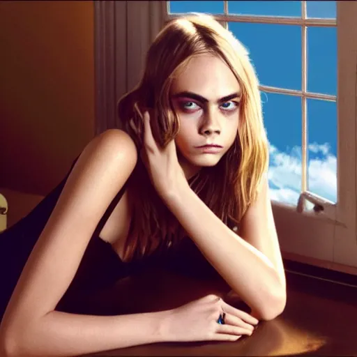 Prompt: cara delevingne in bliss (windows xp)