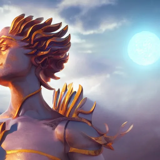 Image similar to god of sun, concept art, highly detailed, digital painting, cinematic light, sharp focus, octane render