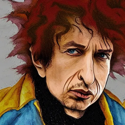 Prompt: bob dylan as a super saiyan