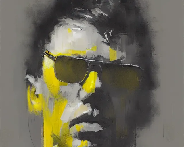 Image similar to portrait of beavis in shades of grey but with yellow by jeremy mann