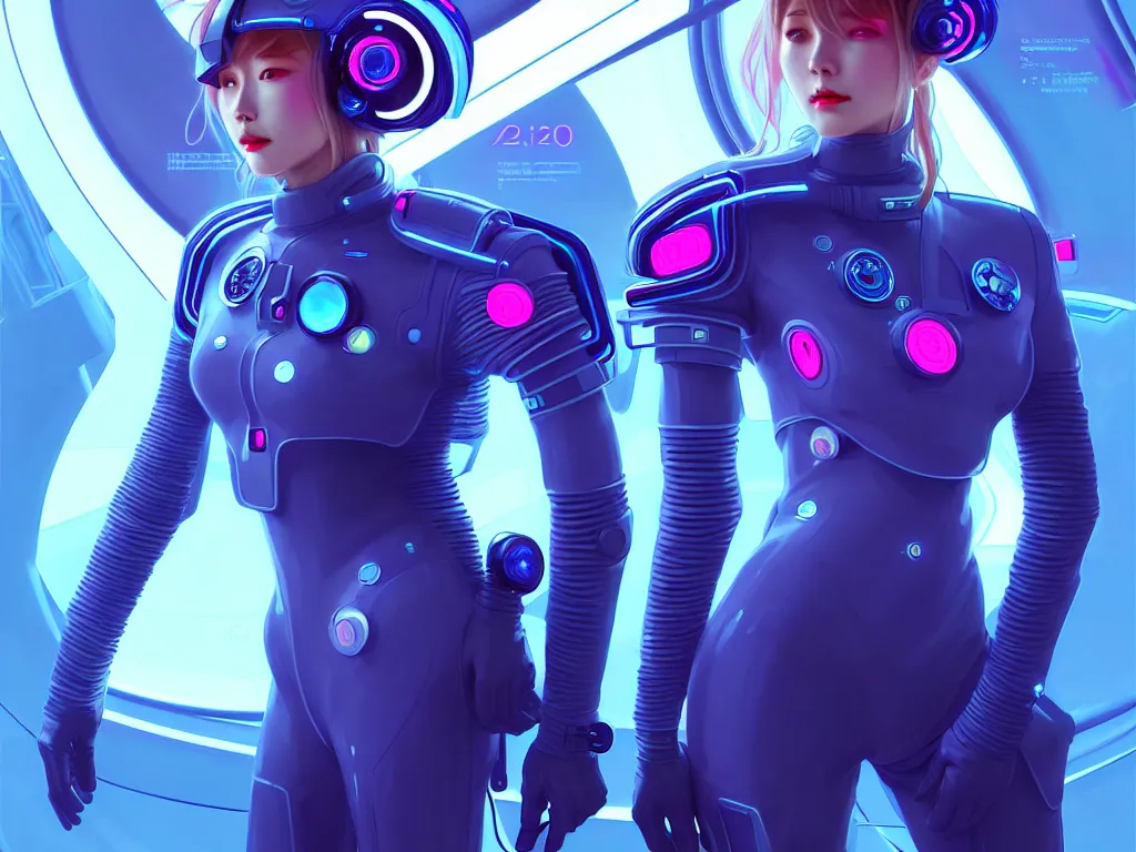 Image similar to portrait futuristic planet neptune police uniform female, in a future huge spaceship internal, neon light, ssci - fi and fantasy, intricate and very very beautiful and elegant, highly detailed, digital painting, artstation, concept art, smooth and sharp focus, illustration, art by tan zi and ayanamikodon and alphonse mucha and wlop