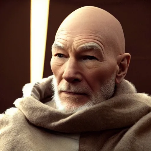 Image similar to Sir Patrick Stewart as Obi-Wan Kenobi