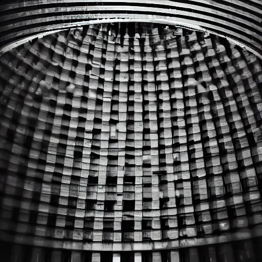 Image similar to Slow motion shot of panopticon tower, portrait mode,tweenies,XDCAM HD,xerography,Black and White,Joel Meyerowitz