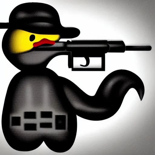 Image similar to a duck with a machine gun, photorealistic, award winning digital art, award winning gangster photography