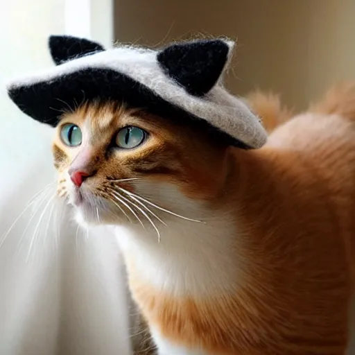 Prompt: cute cat photo, wearing wool hat, tongue! mlem, cat ears