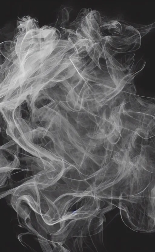 Prompt: elegant thin smoke on black background