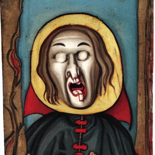 Image similar to vampire, medieval painting