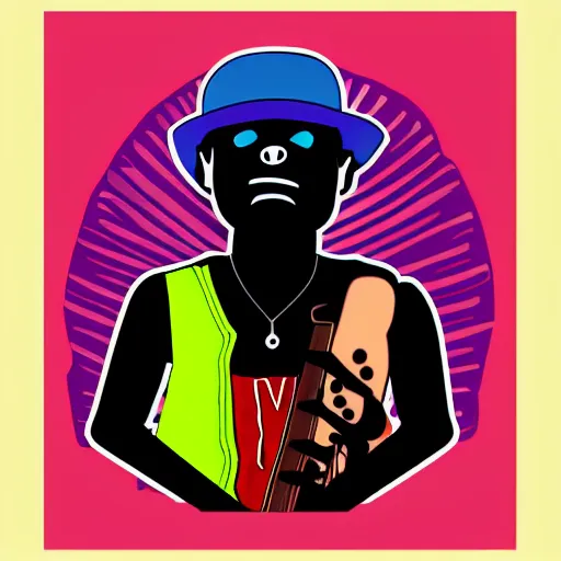 Image similar to new gorillaz band member, vector art, digital art