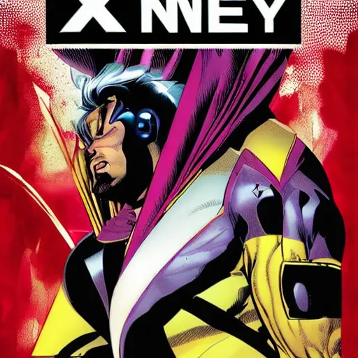 Prompt: the cover of the comic book uncanny x - men cover issue # 1 9 4, nimrod, in the style of bill sienkiewicz, white sketch lines, vibrant