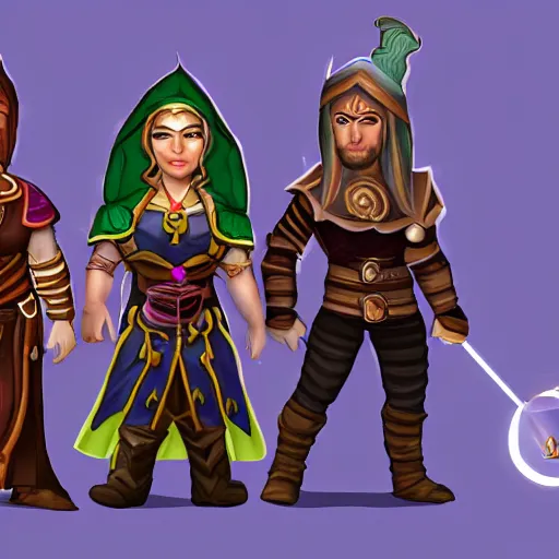 Prompt: 3 6 0 degree panorama of a female mage, a male dwarf, a male warrior, and a female thief. they're standing together.