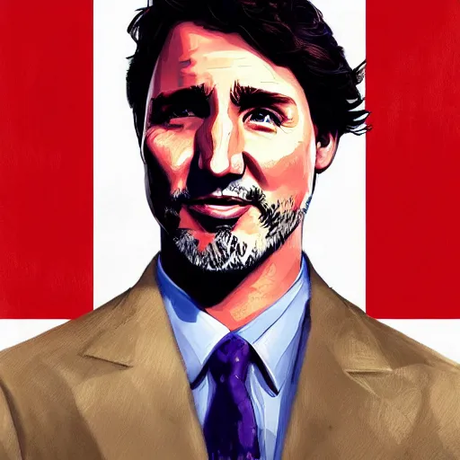 Prompt: Justin Trudeau in GTA 5, cover art by Stephen Bliss, no text, trending on ArtStation