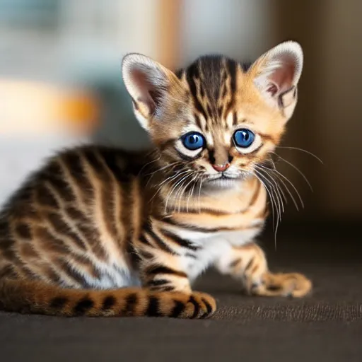 Prompt: a photograph of a bengal kitten