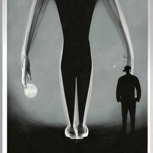 Image similar to looking at the full moon, transparent soul leaving the body, dave mckean, loischl