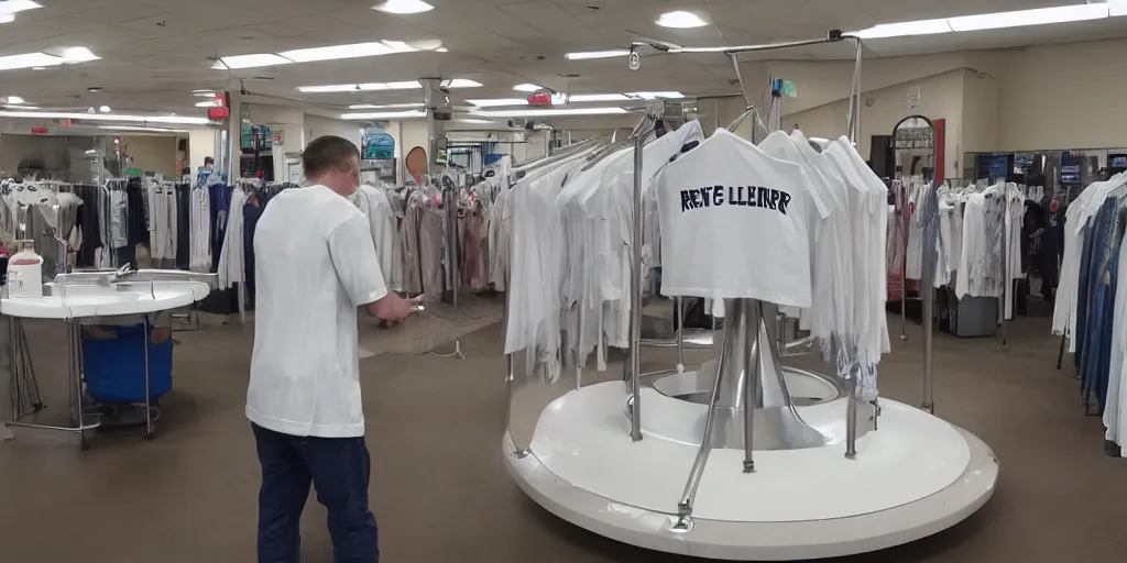 Prompt: t-shirt dry cleaner carousel