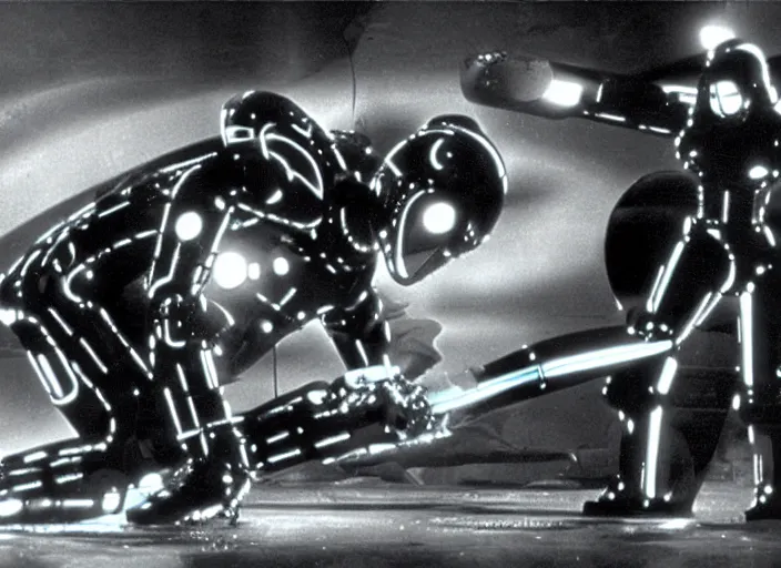 Prompt: scene from the 1 9 3 2 science fiction film tron