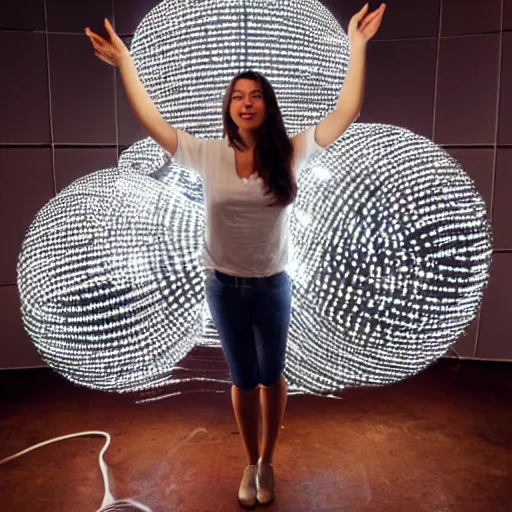 Image similar to a huge pile of light bulbs and a beautiful woman on top of it