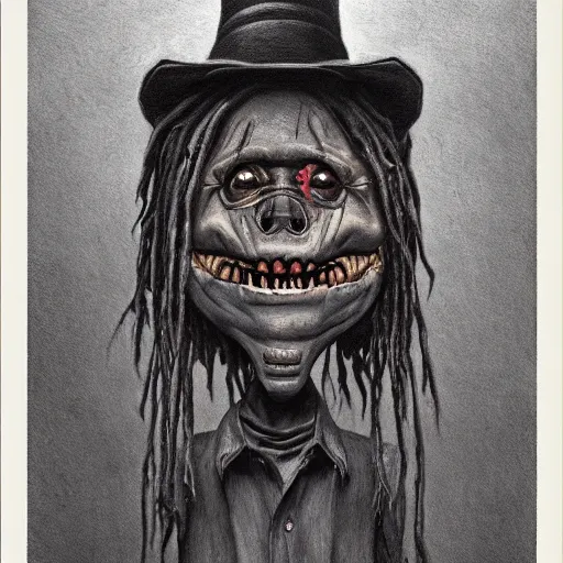 Prompt: papa legba, by john kenn mortensen, horror, dark, digital art, realistic painting, very detailed, character design, trending on artstation