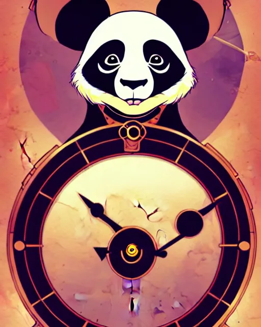 Image similar to don bluth, loish, artgerm, joshua middleton, steampunk, clockpunk anthropomorphic panda, full sailor suit, symmetrical eyes symmetrical face, colorful animation forest background