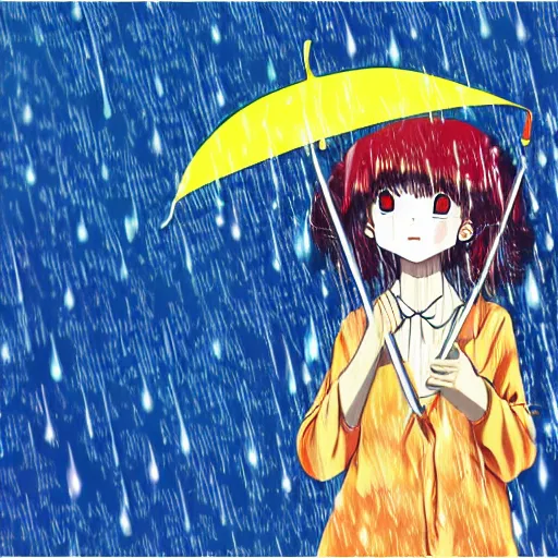 Image similar to rain, pattern, anime 1 9 8 0, umbrella, girl