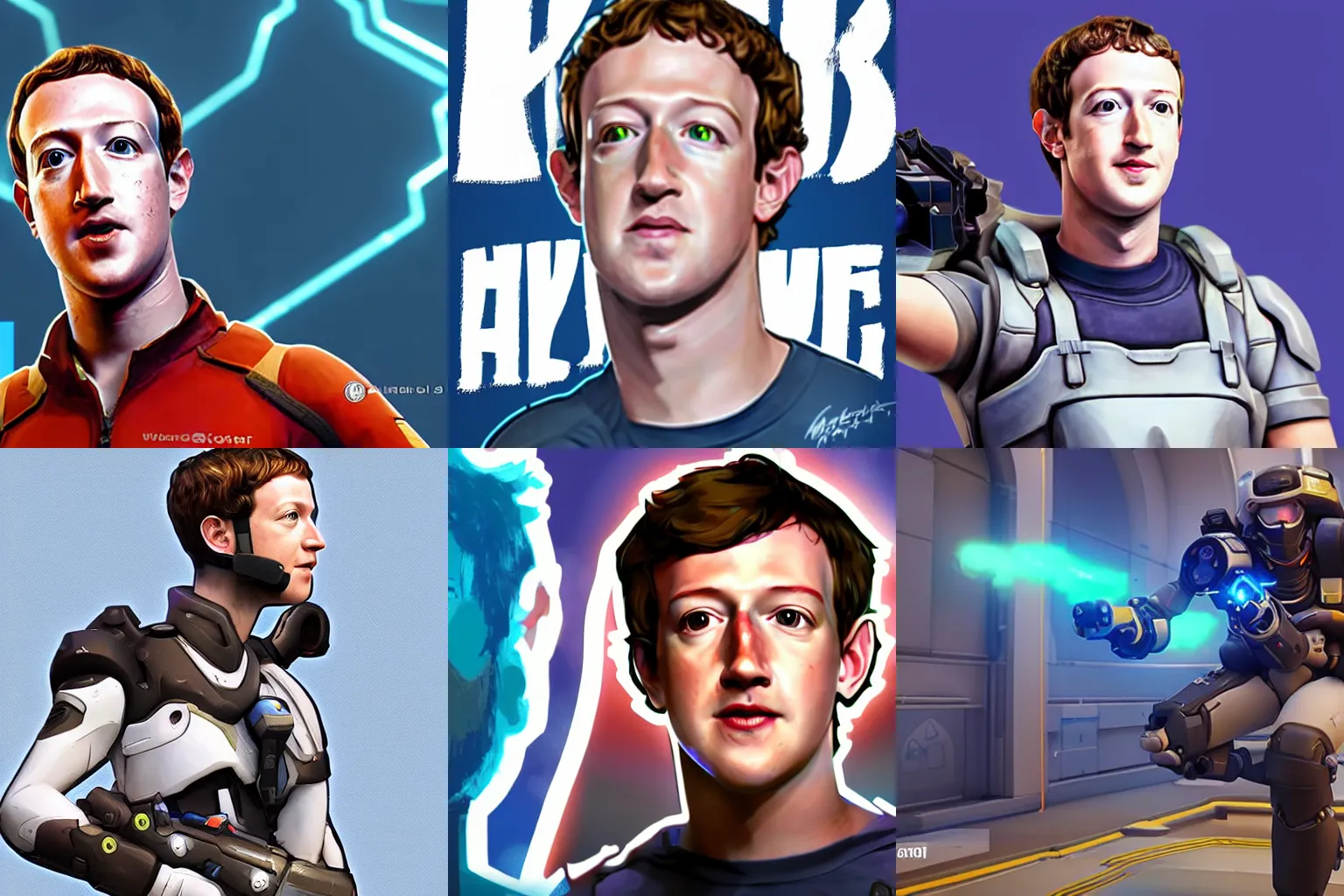 Prompt: Mark Zuckerberg as an Overwatch hero