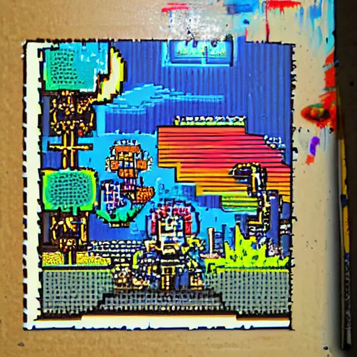 Prompt: painting basead on zx spectrum games
