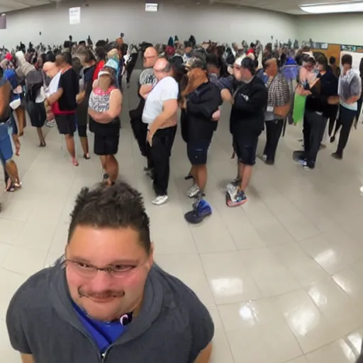 Image similar to Gopro footage of me standing in line in the DMV, POV