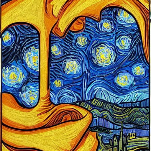 Image similar to amrican gothic in style of van gogh