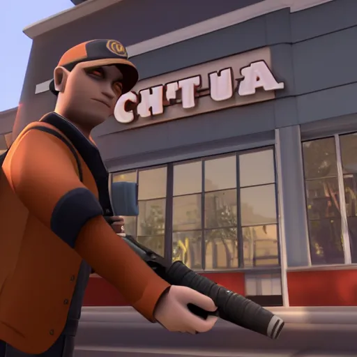 Image similar to scout from tf 2 orders chik - fil - a, highly detailed, cinematic lighting,