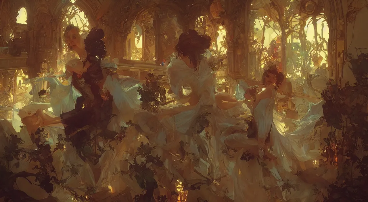 Prompt: bazaar zouk place sky shine digital painting, artstation, concept art, illustration, cinematic lighting, art by artgerm and greg rutkowski and alphonse mucha