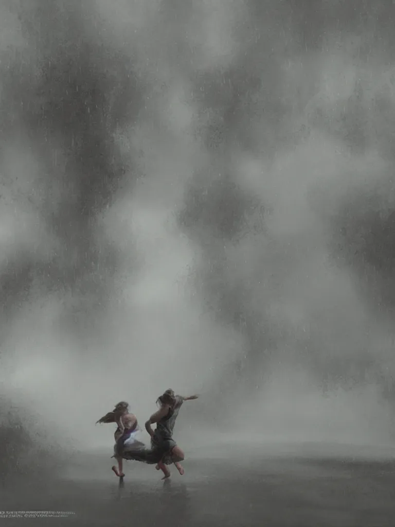 Prompt: dancing in the heavy rain, by disney concept artists, blunt borders, rule of thirds, beautiful light