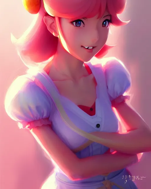 Image similar to princess peach from nintendo, portrait shinkai makoto studio ghibli studio key hideaki anno sakimichan stanley artgerm lau rossdraws james jean marc simonetti elegant highly detailed digital painting artstation pixiv