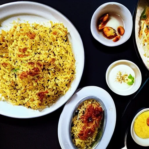 Image similar to high resolution photo of biryani, michelin star, very tasty, food photography, instagram, trending