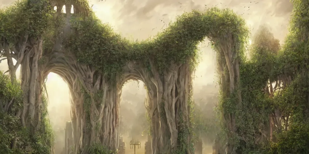 Image similar to beautiful matte painting of entrance to maze