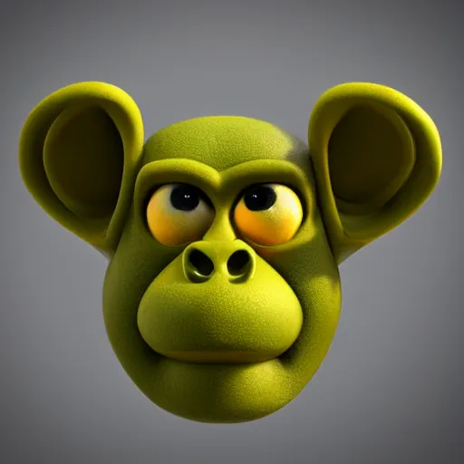 Prompt: fruit that look like a monkey, 3d render, highly detailed, hyper realistic